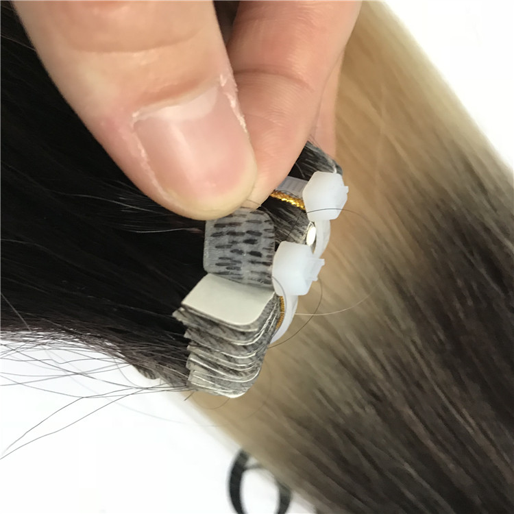 Tape hair extension installation process requires no heat, no beads, and no tools J05